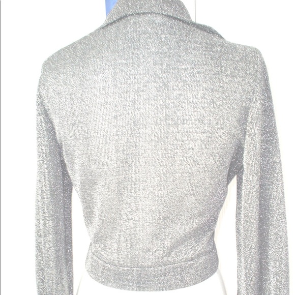 Vintage Bindi Black + Metallic Silver Lurex Cropped Jacket +Mini Skirt Set XS - Picture 8 of 15